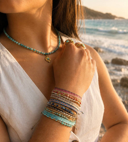 Miyuki Multi Strand Adjustable Bracelets - Red OR82