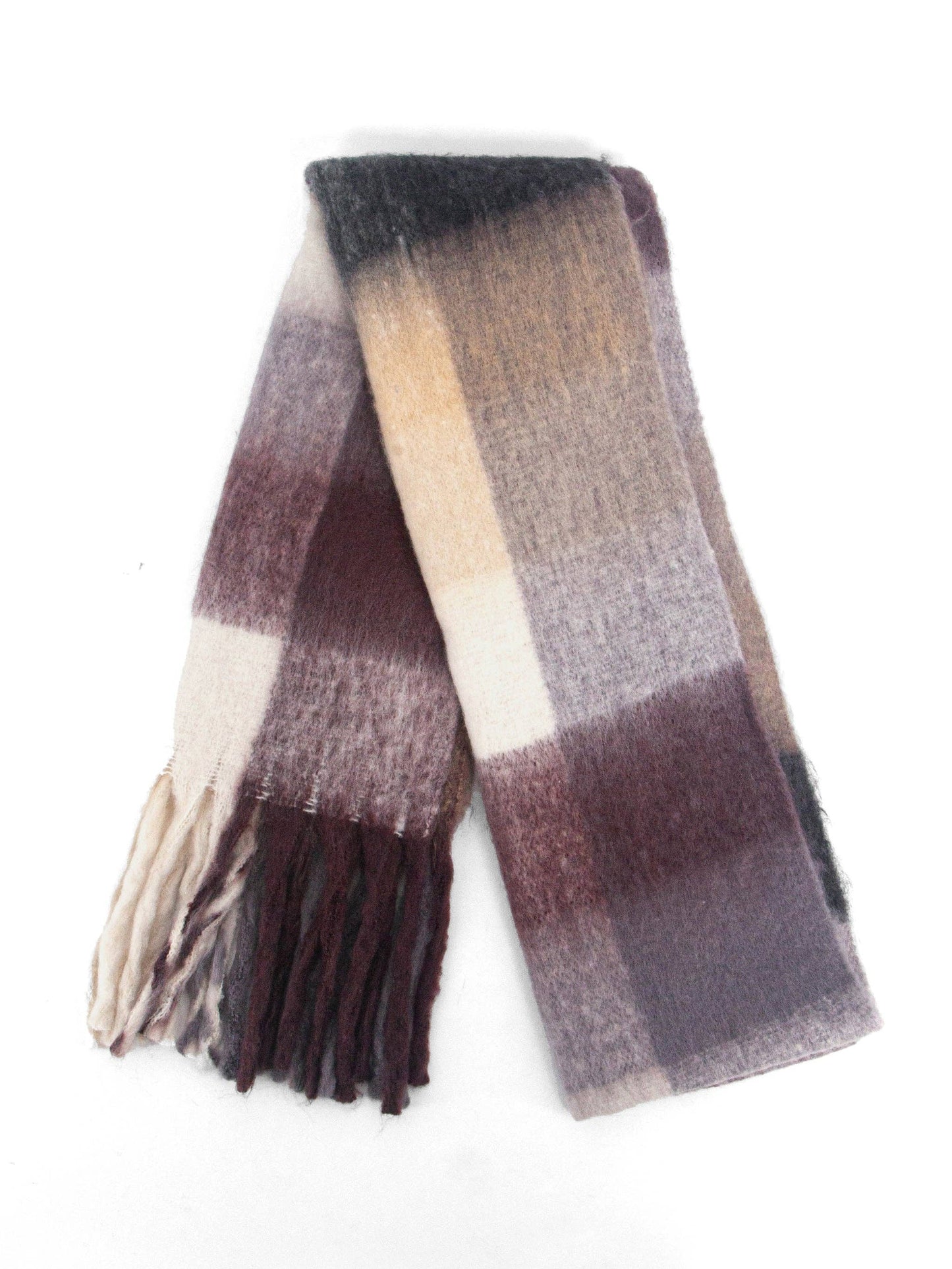 Allie Heavyweight Scarf - Black, Square Colour Block: One-size