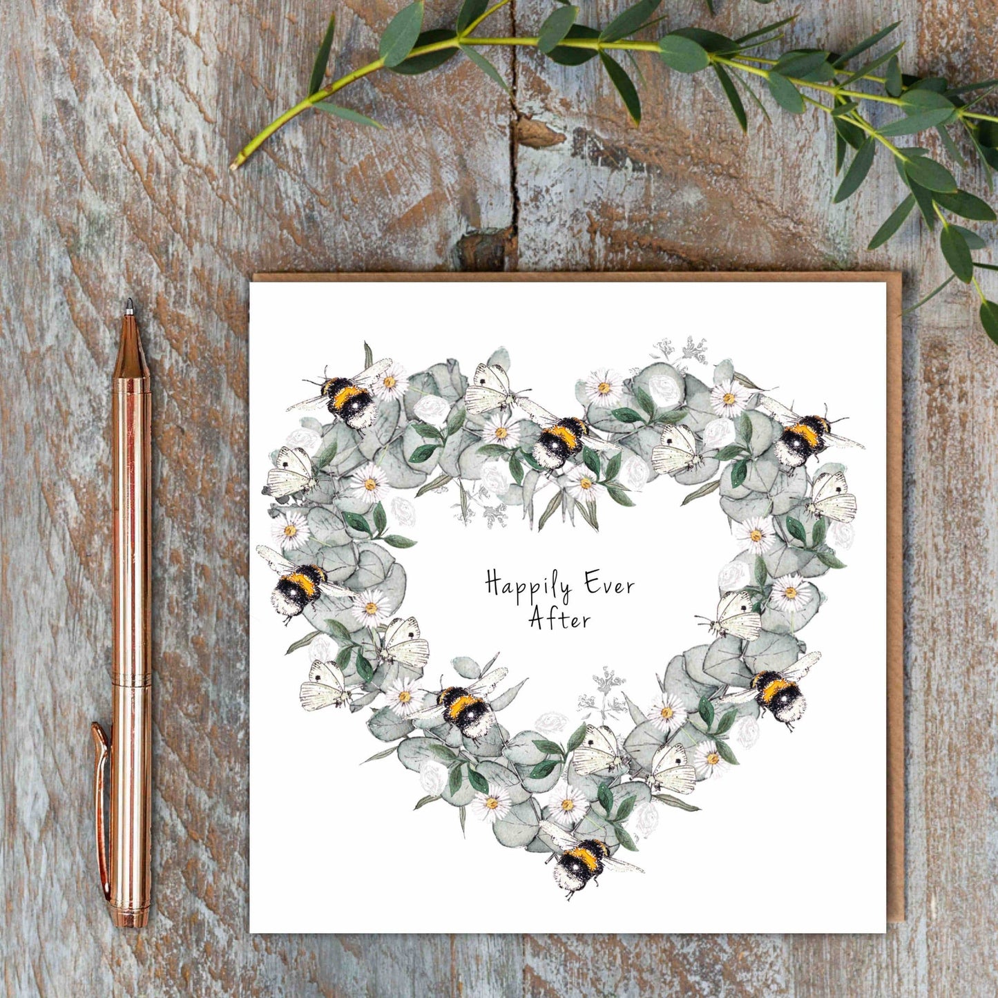Happily Ever After (Bees & Eucalyptus) Card (Cello-Free)