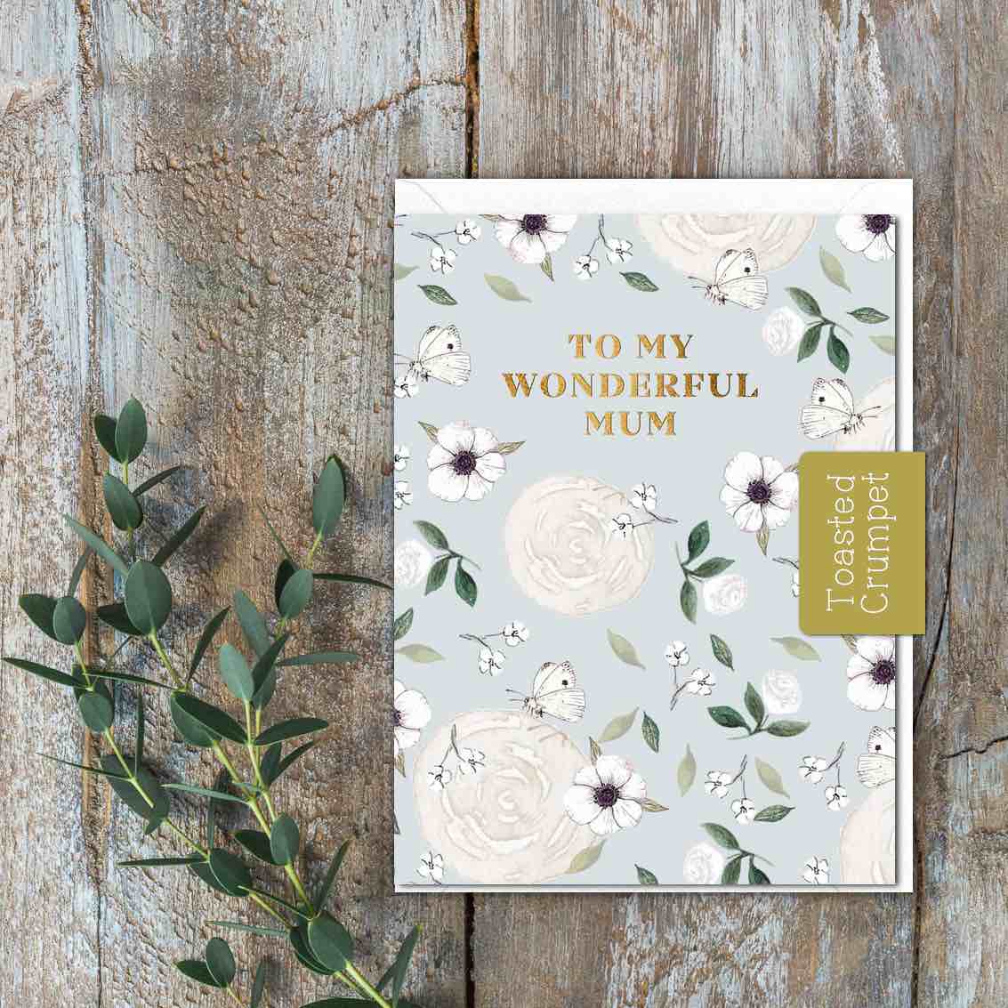 To My Wonderful Mum Butterflies & Flowers Card