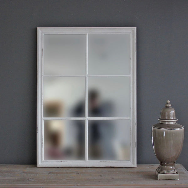Antique White Window Mirror