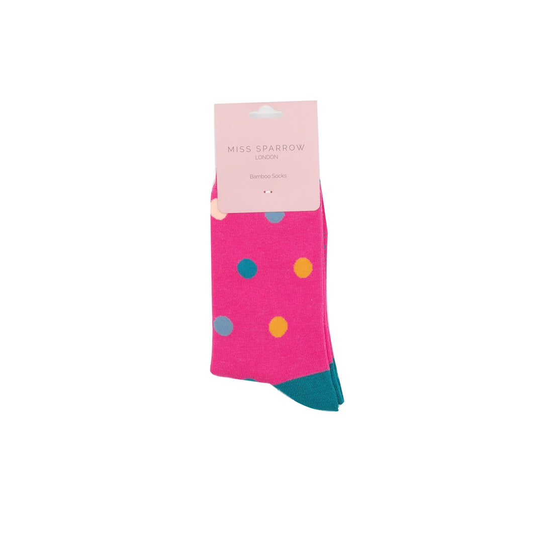 Miss Sparrow Spots Hot Pink Socks