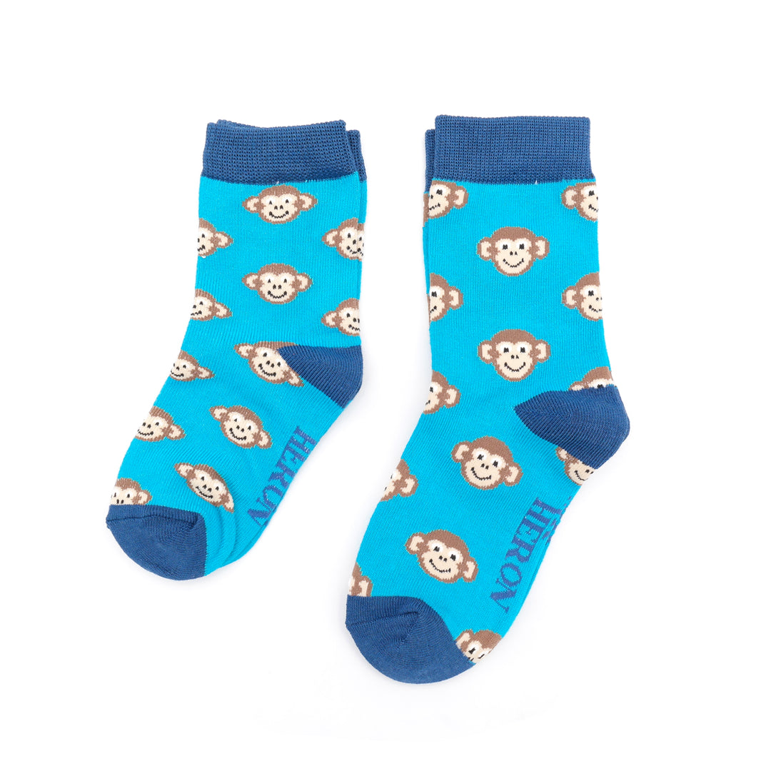 Kids Bamboo Monkey Socks - Various Colours
