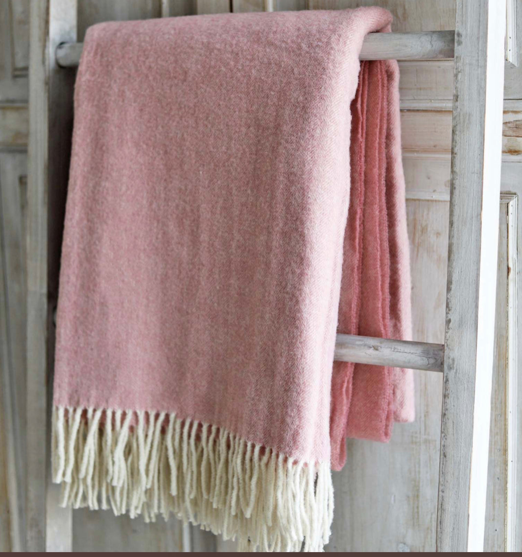 Pink 100% Australian Wool Throw