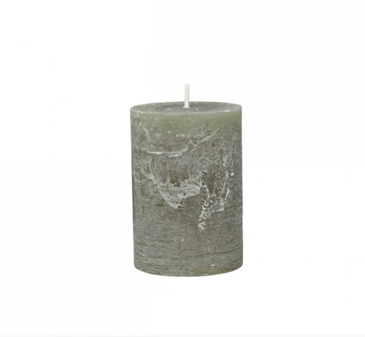 Olive Green Rustic Pillar Candle - 4 sizes available