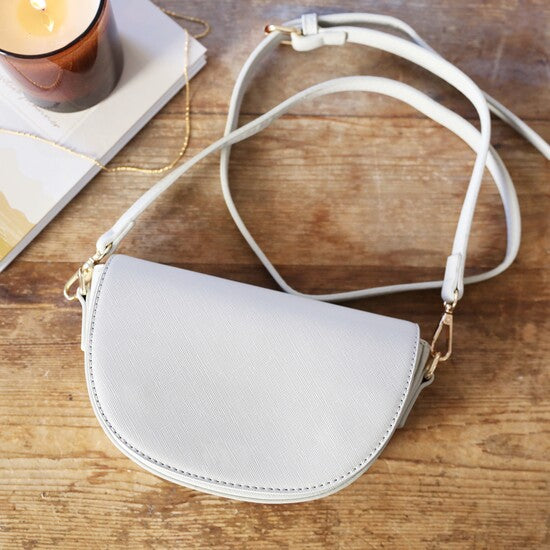 Vegan Leather Light Grey Half Moon Handbag