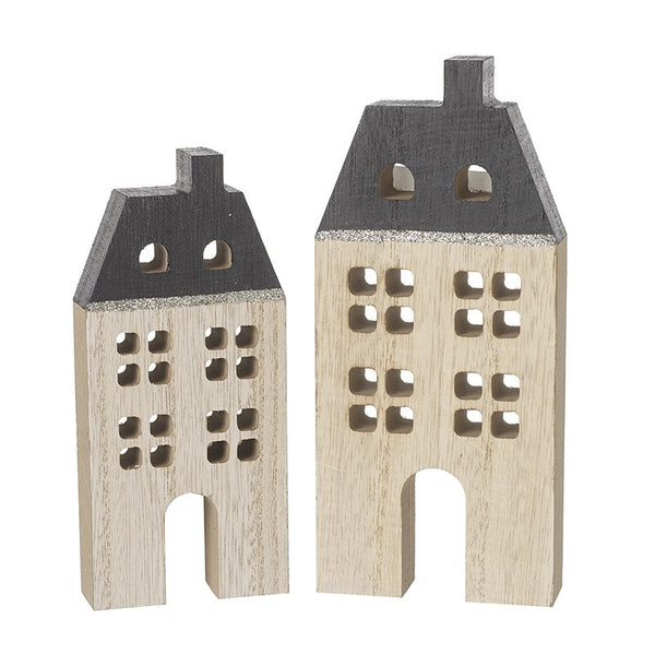 Wooden Houses w Black Roof - 2 sizes