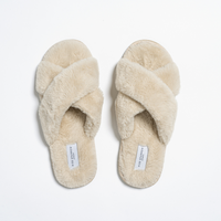 Faux Fur Crossover Slippers