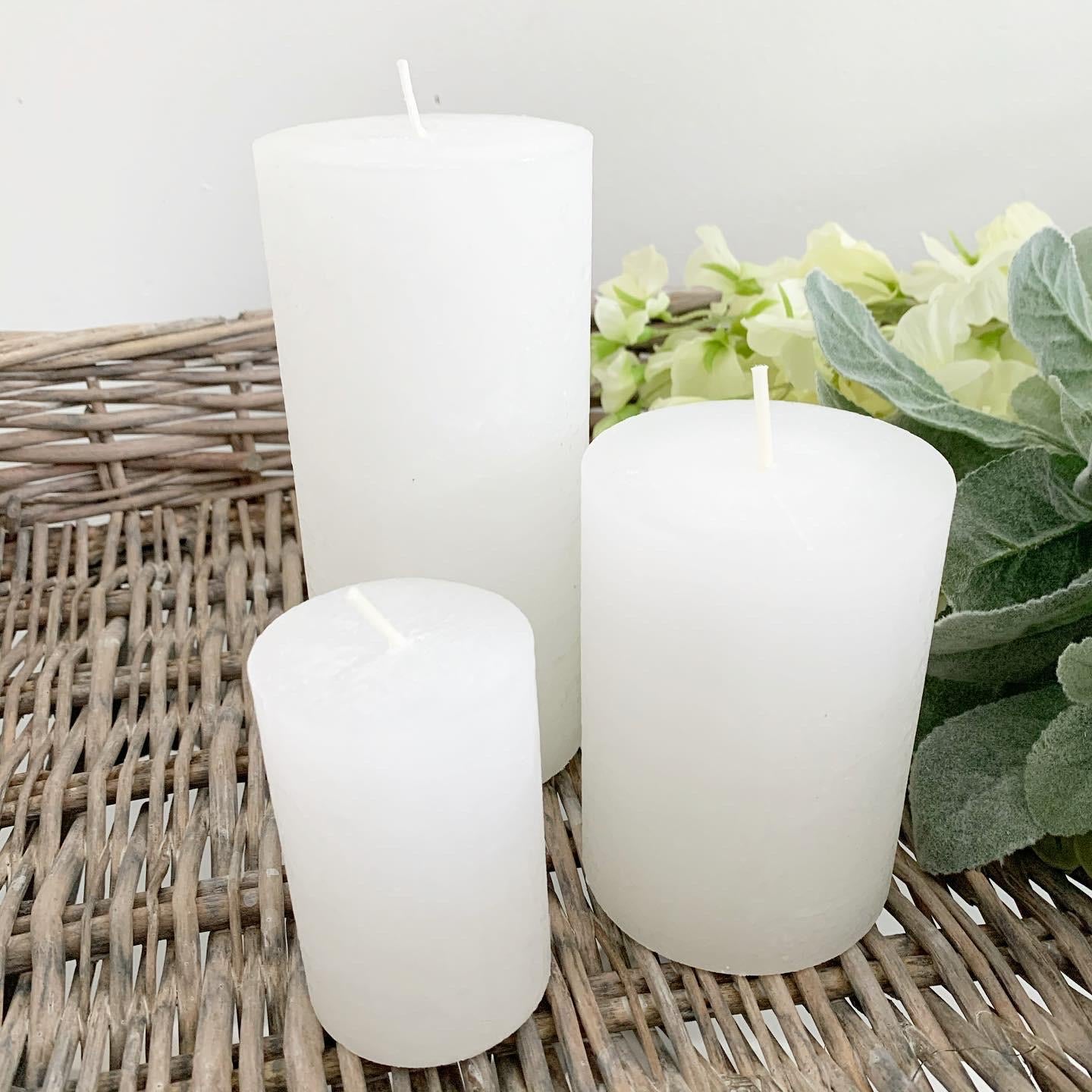 White Rustic Pillar Candle - 3 sizes available
