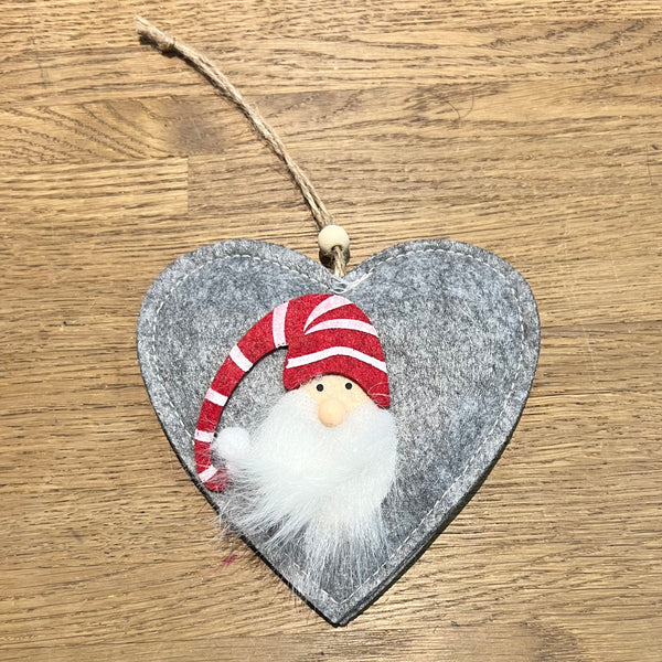 Felt Hanging Heart Santa Decoration