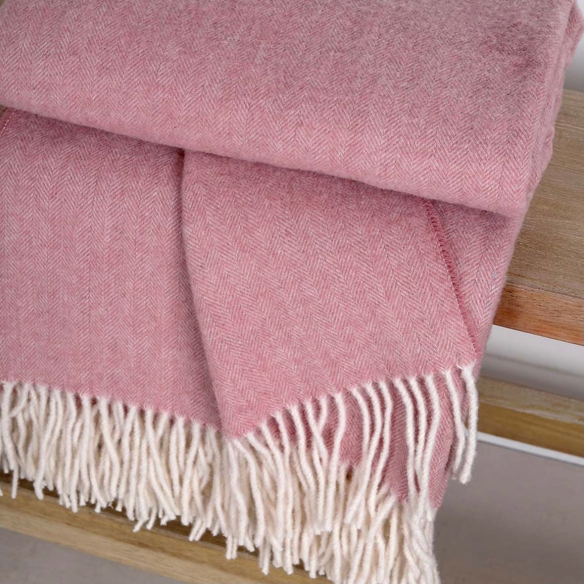 Pink 100% Australian Wool Throw