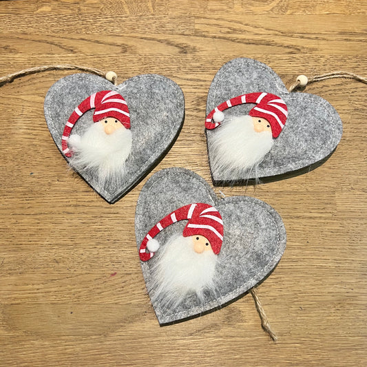 Felt Hanging Heart Santa Decoration