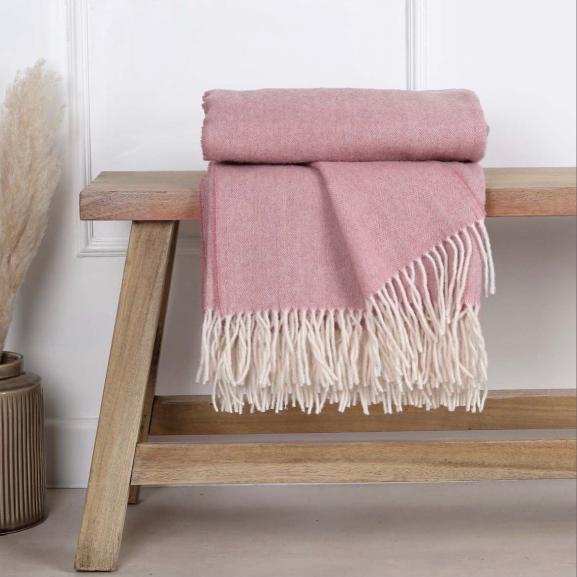 Pink 100% Australian Wool Throw