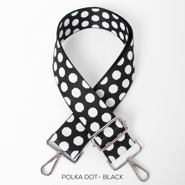Bag Strap- Black Polka Dot