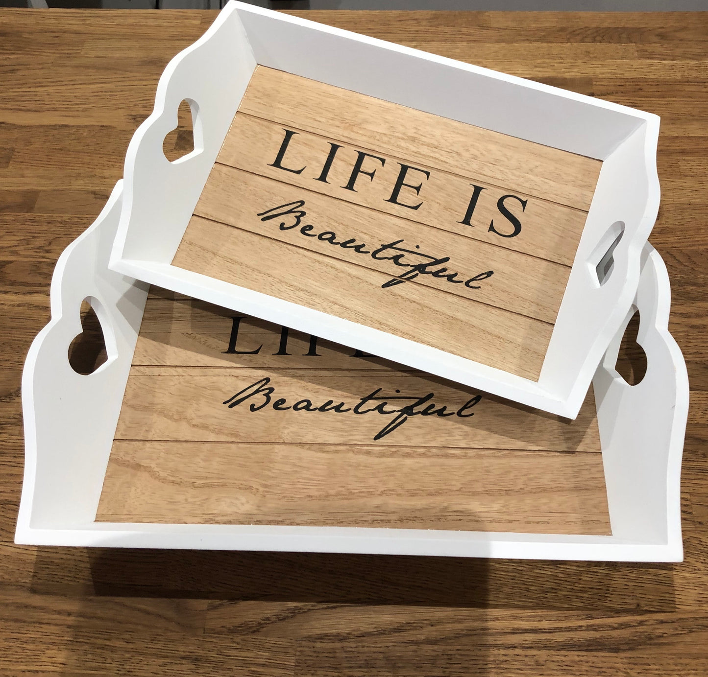 Wooden 'Life is beautiful' Tray - 2 sizes available