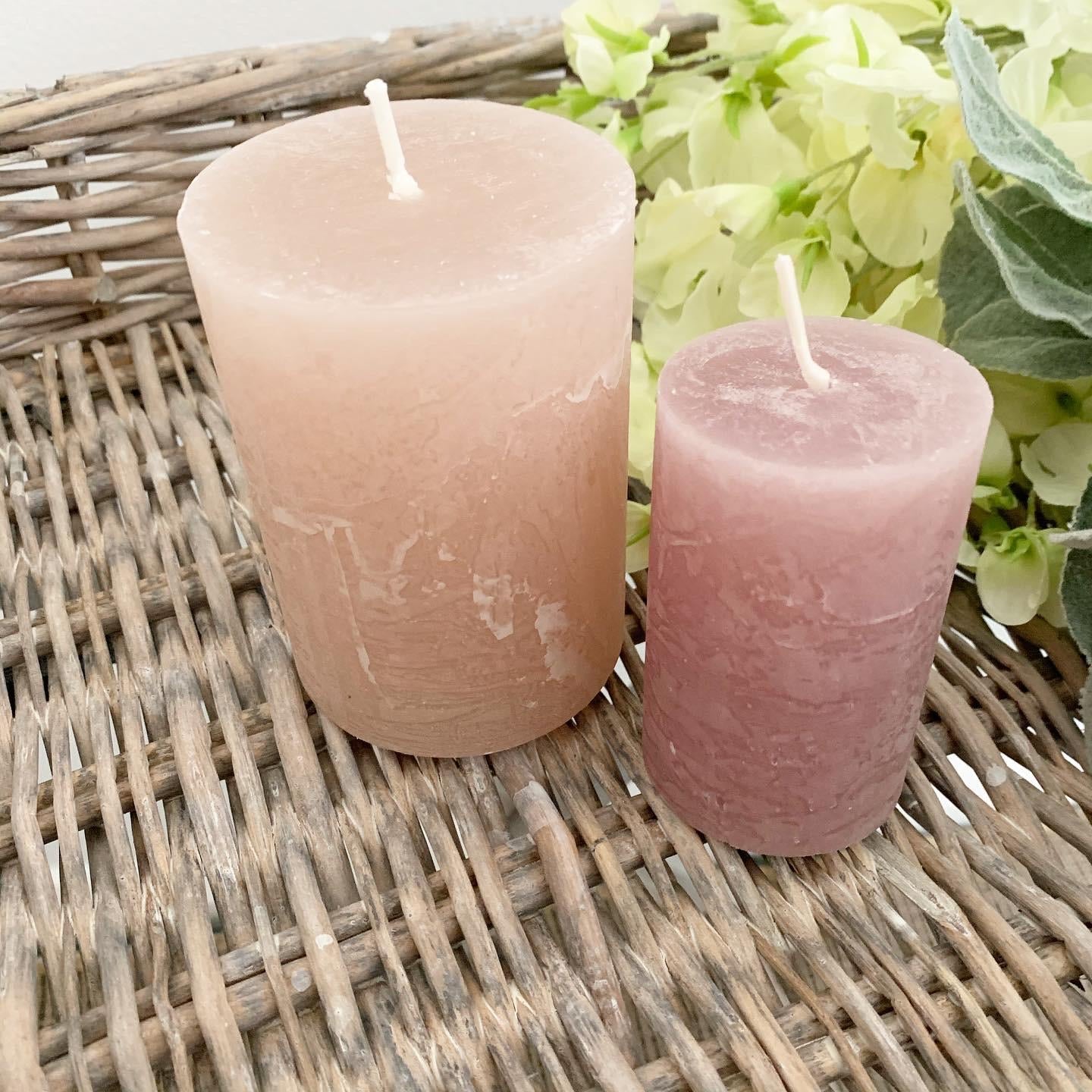 Dusky Pink Rustic Pillar Candle - 4 sizes available