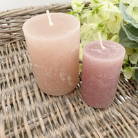 Dusky Pink Rustic Pillar Candle - 4 sizes available