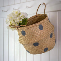 Grey Dot Seagrass Basket