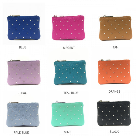 Leather Purse With Studs - Various colours
