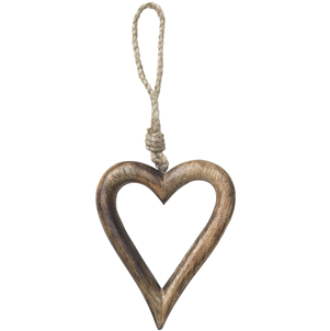Carved Wooden Hanging Heart - 2 sizes