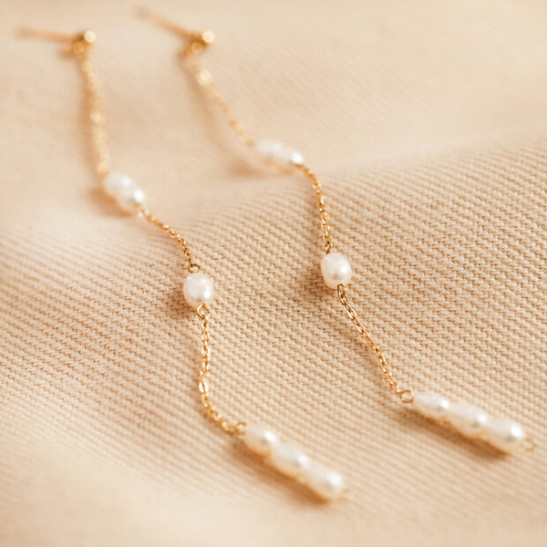 Gold Pearl Drop Earrings