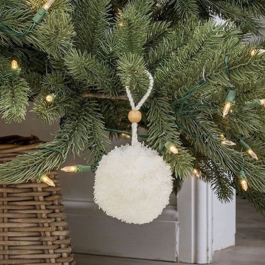 Pom Pom Hanging Decoration - grey or ivory