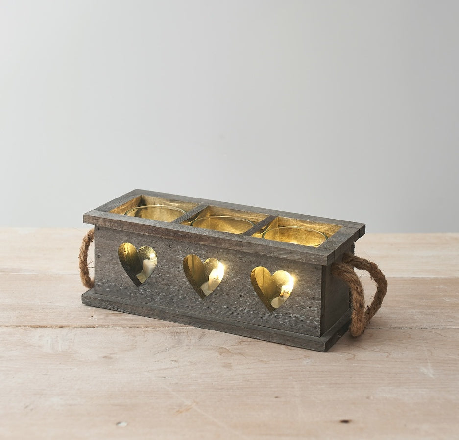 Rustic Wooden Heart Tea Light Holder - 2 sizes available
