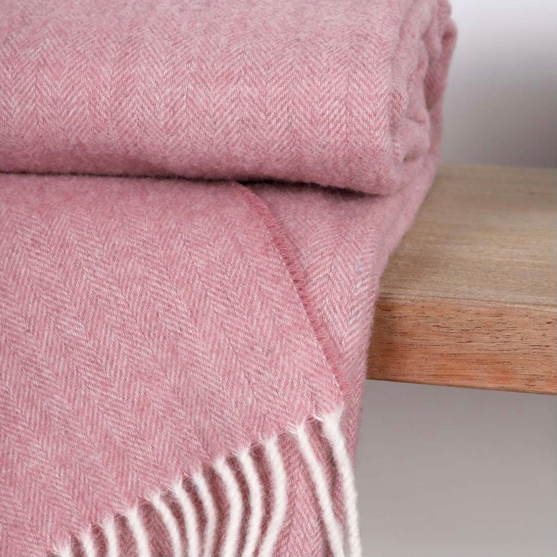Pink 100% Australian Wool Throw
