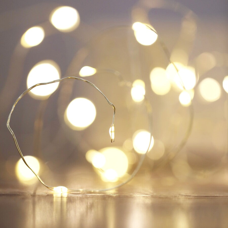 30 Battery Powered LED Gold Wire String Lights