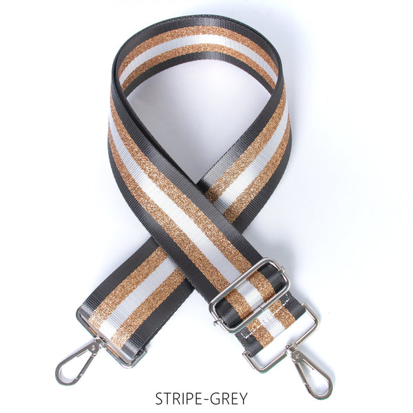 Bag Strap- Dark Grey & Gold Stripe