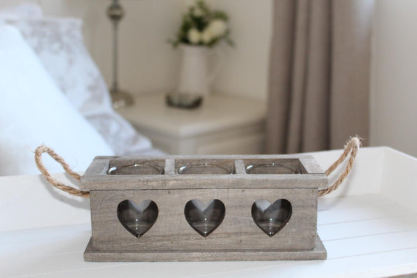 Rustic Wooden Heart Tea Light Holder - 2 sizes available