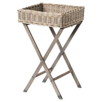 Large Grey Wash Wicker Basket Tray Table