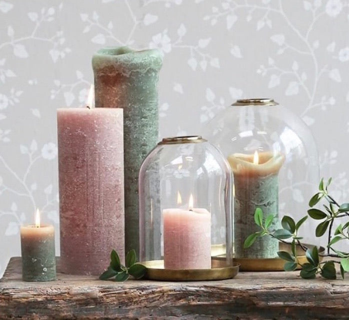 Dusky Pink Rustic Pillar Candle - 4 sizes available
