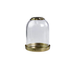 Glass Bell w Brass Tray