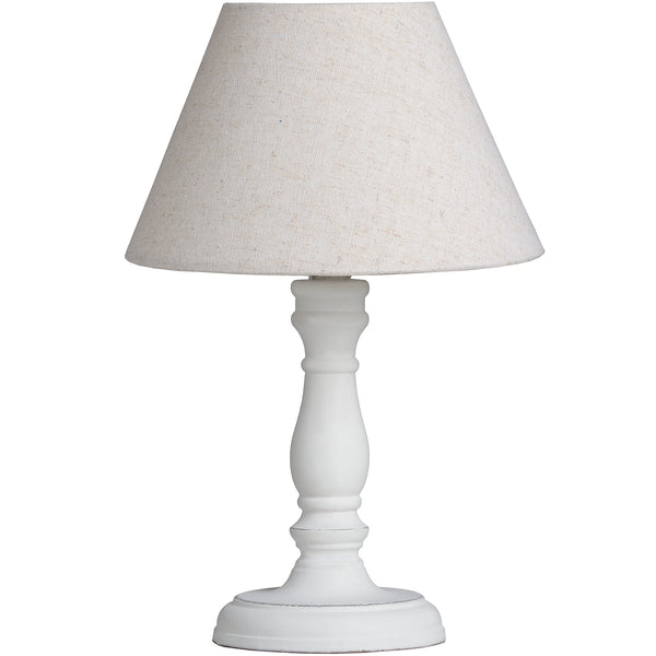 Small White Wooden Table Lamp