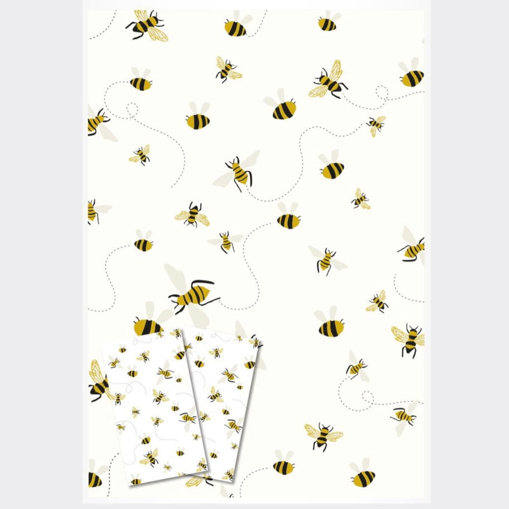Bees Wrapping Paper and Tags - Set of 2