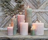 Pale Green Rustic Pillar Candle - 4 sizes
