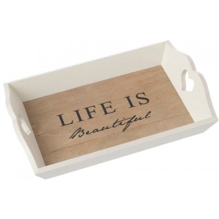 Wooden 'Life is beautiful' Tray - 2 sizes available