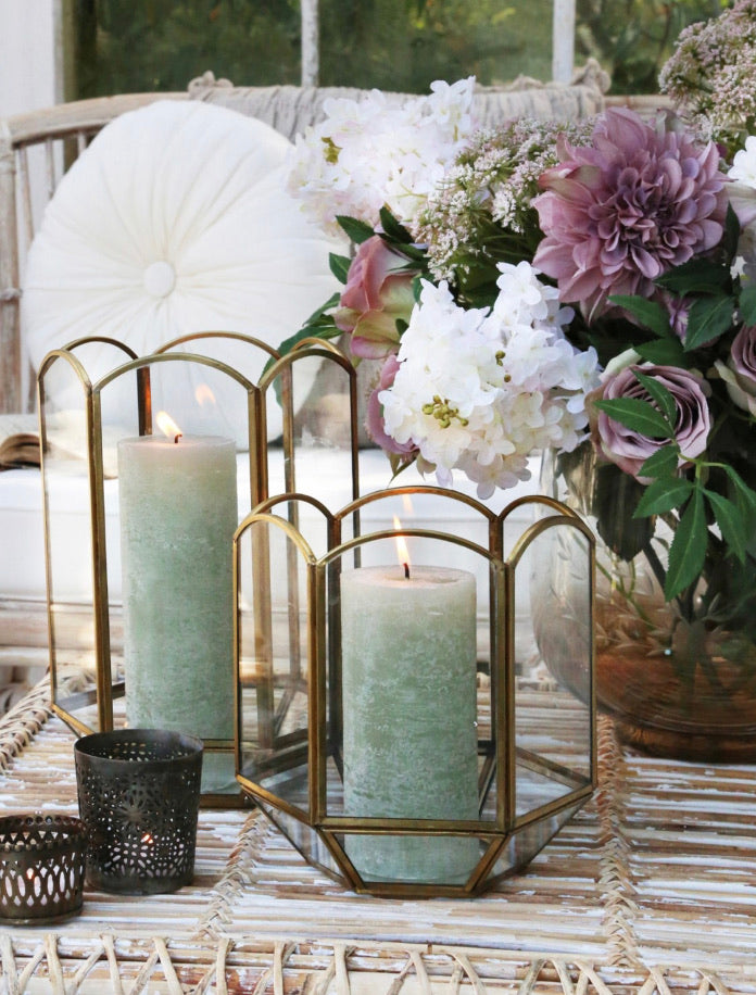 Pale Green Rustic Pillar Candle - 4 sizes