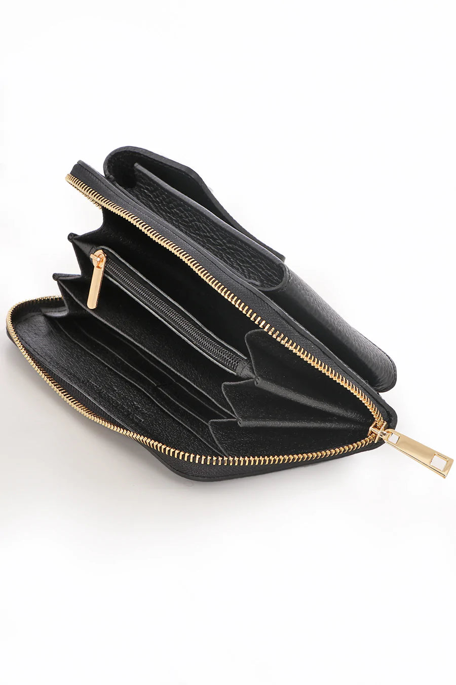 Black Leather Mobile Phone Wallet Combo Bag