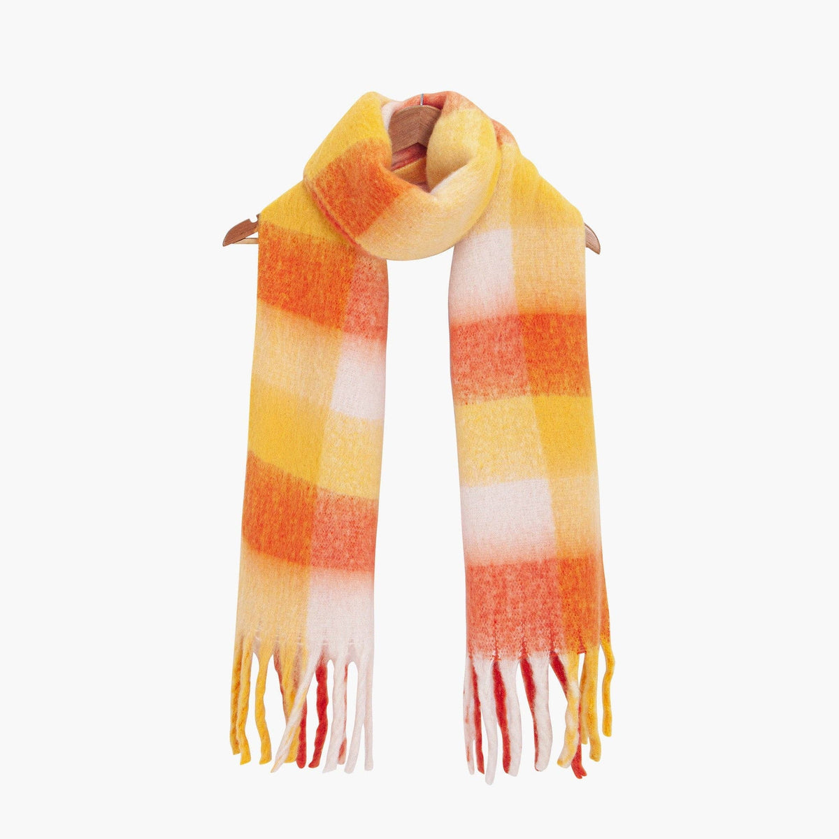 Allie Heavyweight Scarf - Orange, Colourblock Square: One-size