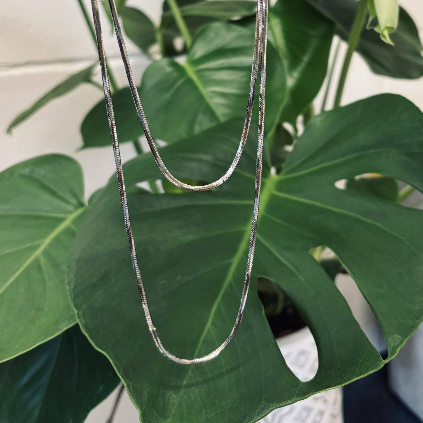 18ct Silver Plated Long Snake Chain Necklace OR30