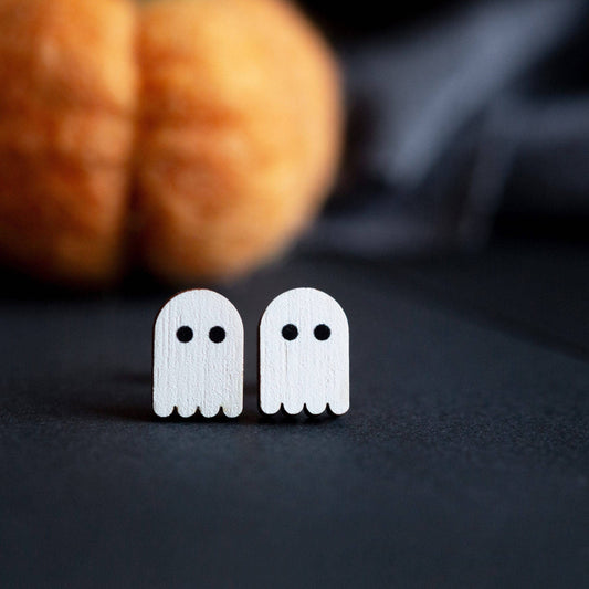 Retro ghost eco friendly stud earrings