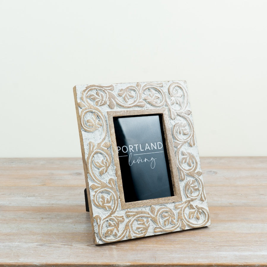 Wooden Floral Photo Frame 6x4”