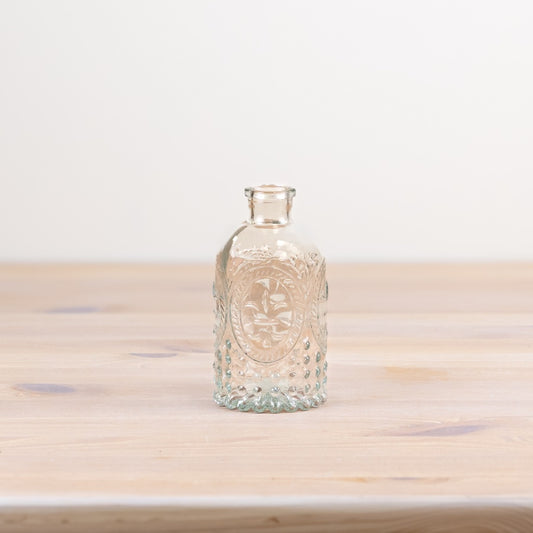 Clear glass bud vase