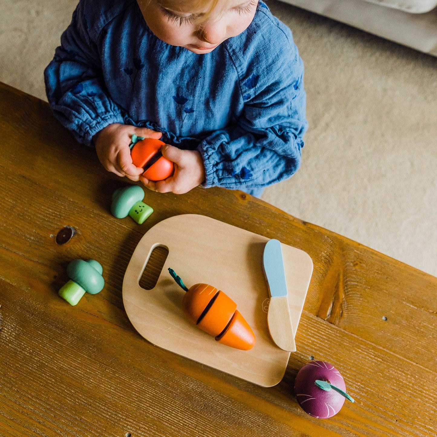 Happy Wooden Veggies Cutting Veg