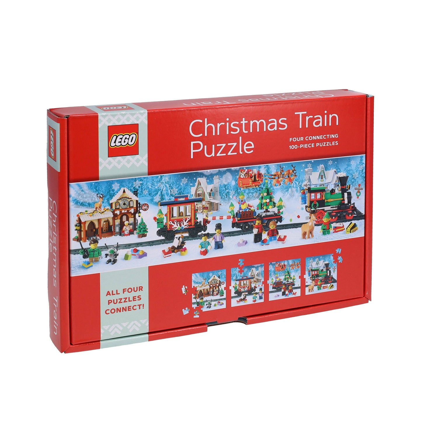 LEGO Christmas Train Puzzle - Four Connecting 100-Piece Puzzles