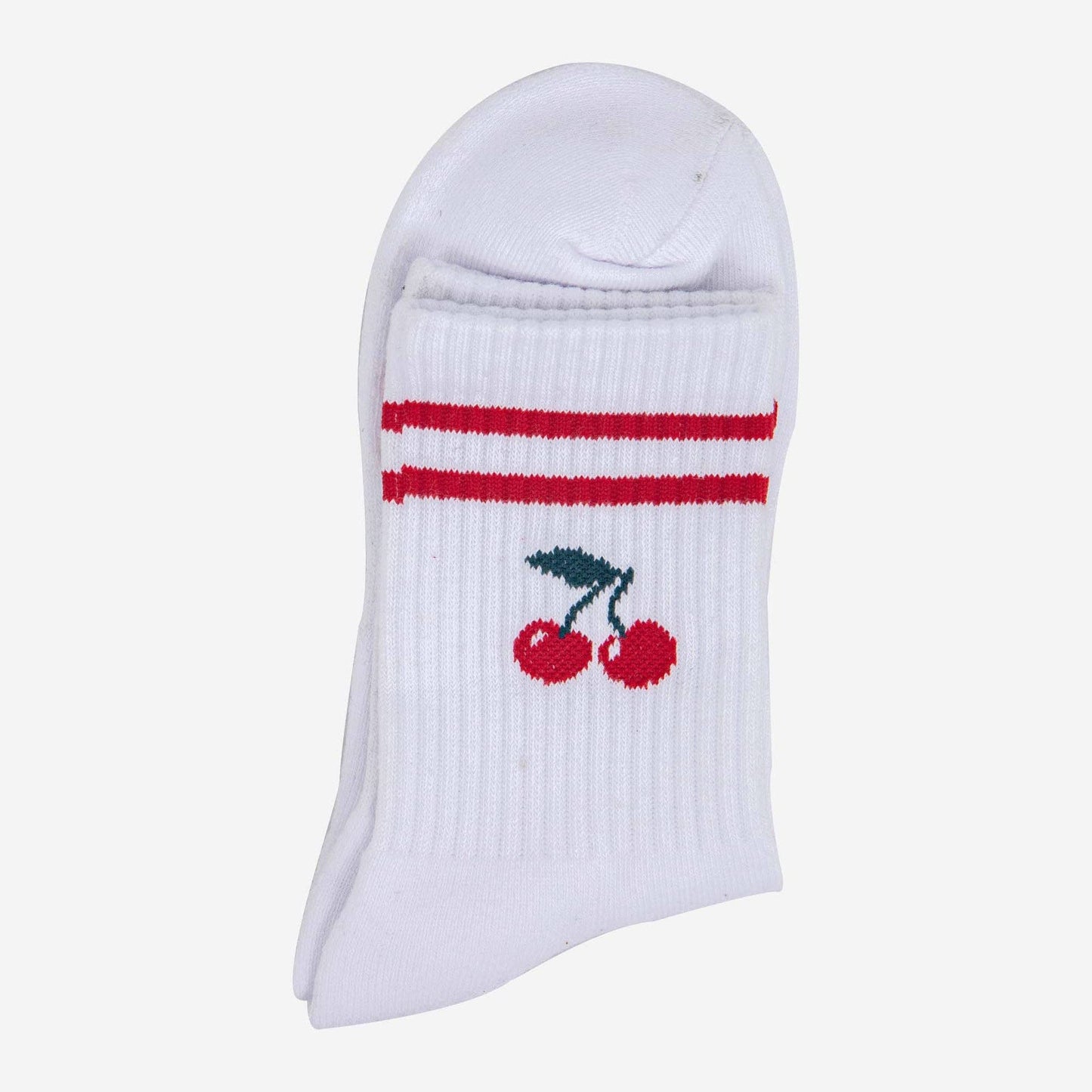 Women's Sporty Socks - White, Cherries: UK 3-7 | EU 36-40 | US 5-9