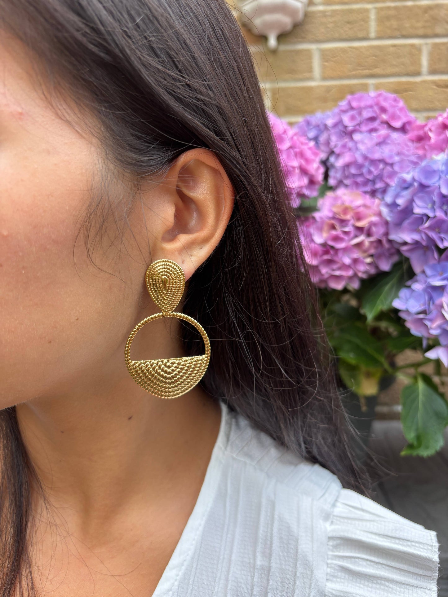 18ct Gold Plated Rope Textured Hoop