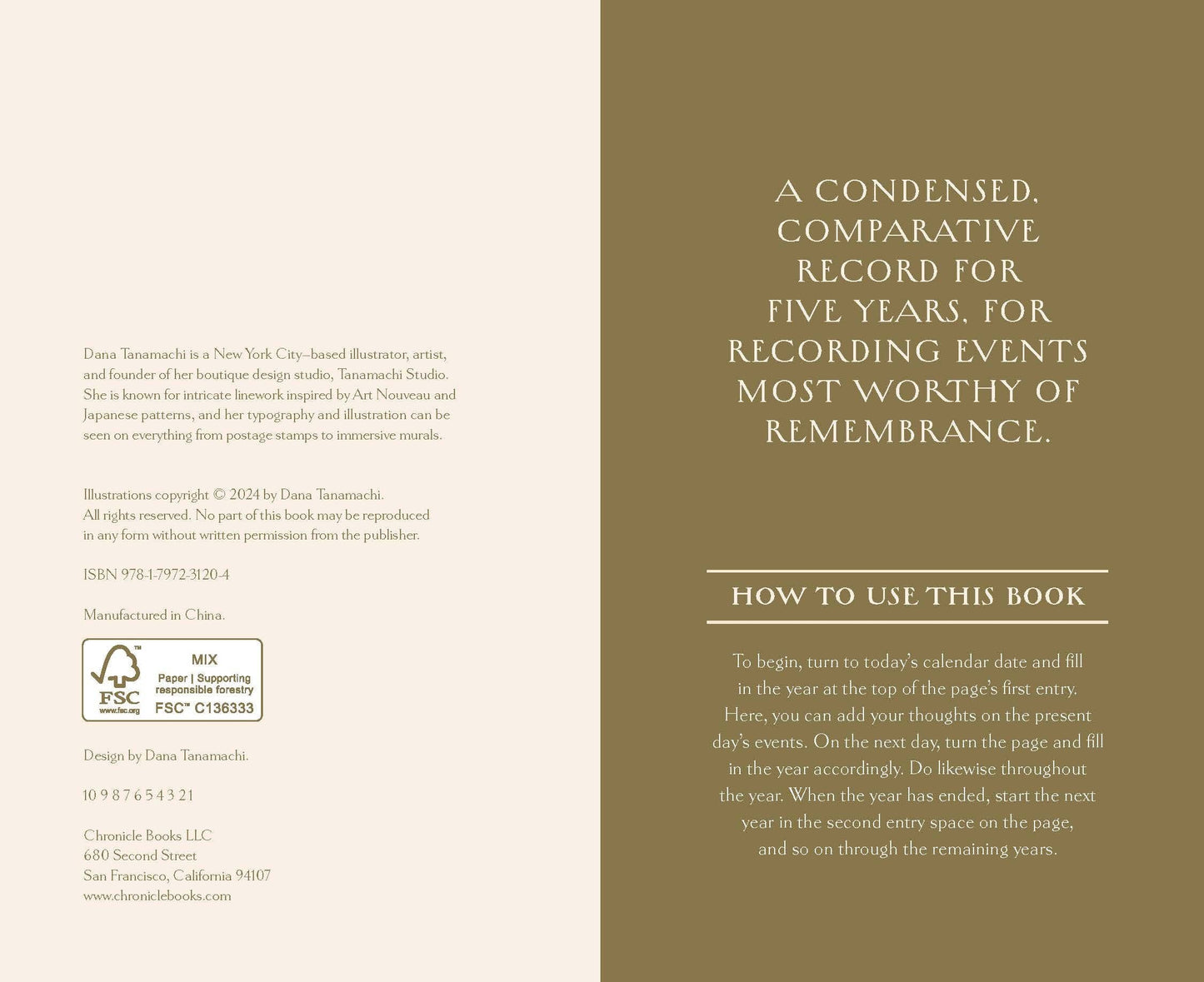 Gilded One Line a Day - A Five-Year Memory Book (Diary or Journal)